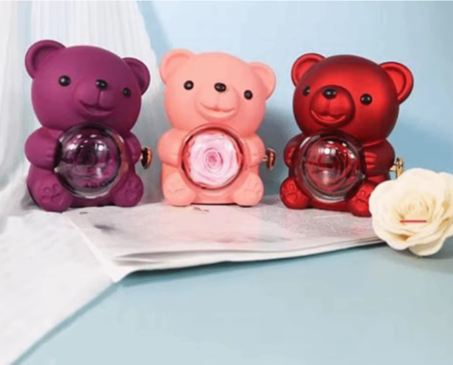 Romantická otočná šperkovnica Medvedík s mydlovou ružou