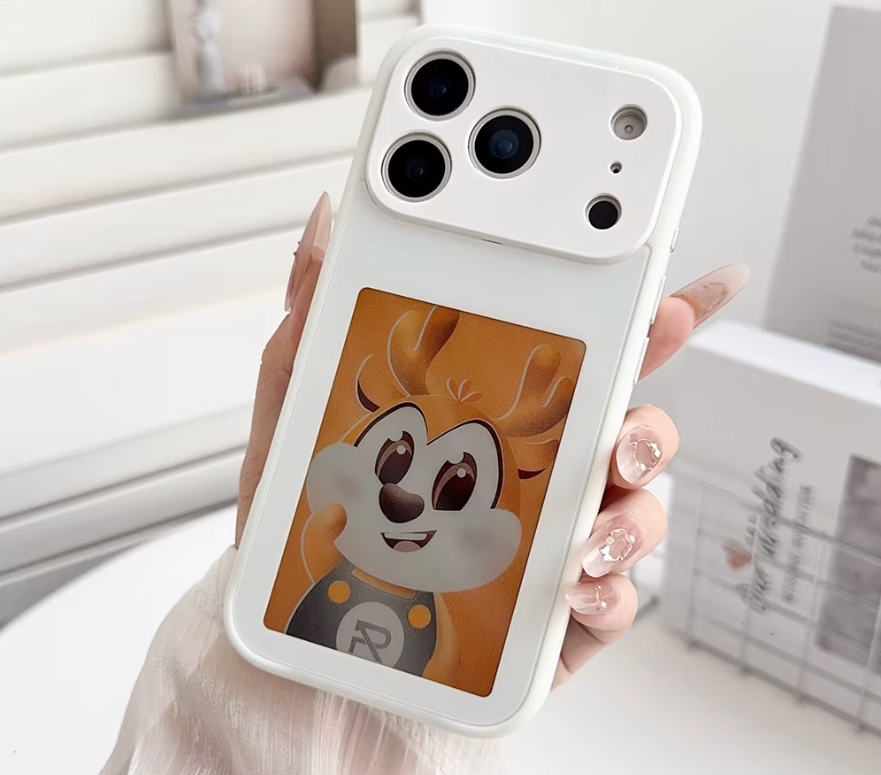 Prémiový E-ink obal na iPhone 13-17 – vlastný dizajn, HD displej