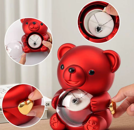 Romantická otočná šperkovnica Medvedík s mydlovou ružou