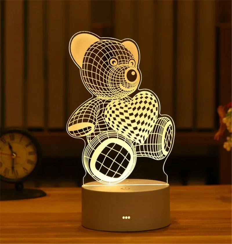 3D LED nočná lampa – akrylová dekoratívna lampa s rôznymi motívmi (USB)