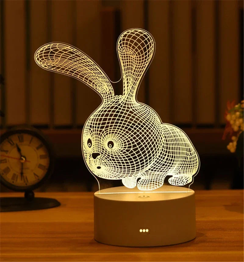 3D LED nočná lampa – akrylová dekoratívna lampa s rôznymi motívmi (USB)