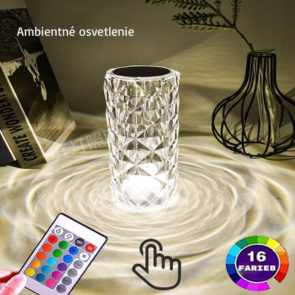 Krištáľová LED lampa - Atmosférické náladové osvetlenie - 16 Farieb