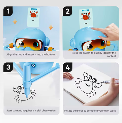 Interaktívny kresliaci robot pre deti – vzdelávacia hračka s automatickým kreslením a 100 kartami + náhradná fixa