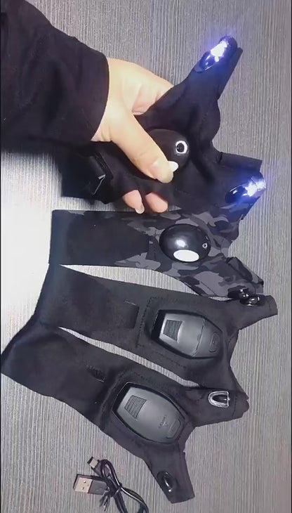 LED rukavice so svetlom – praktické rukavice na nočné aktivity, rybolov, beh a cyklistiku