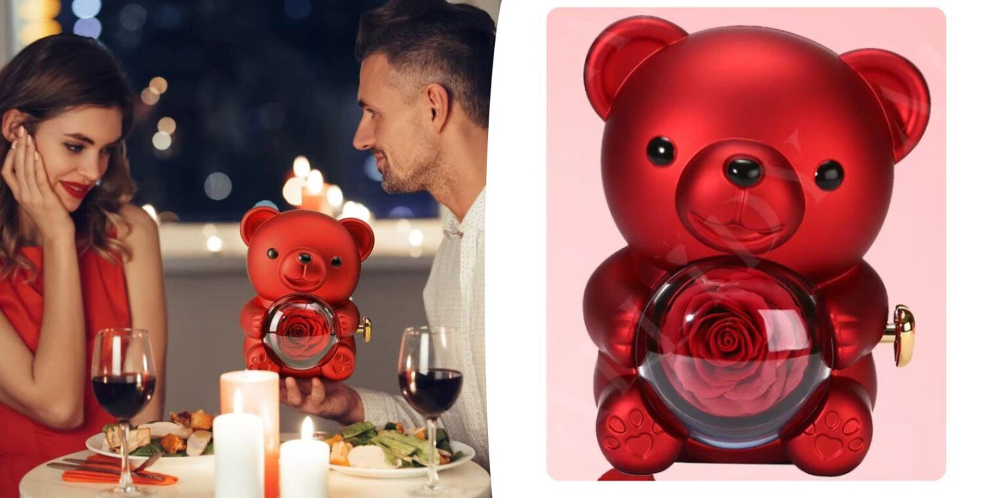 Romantická otočná šperkovnica Medvedík s mydlovou ružou